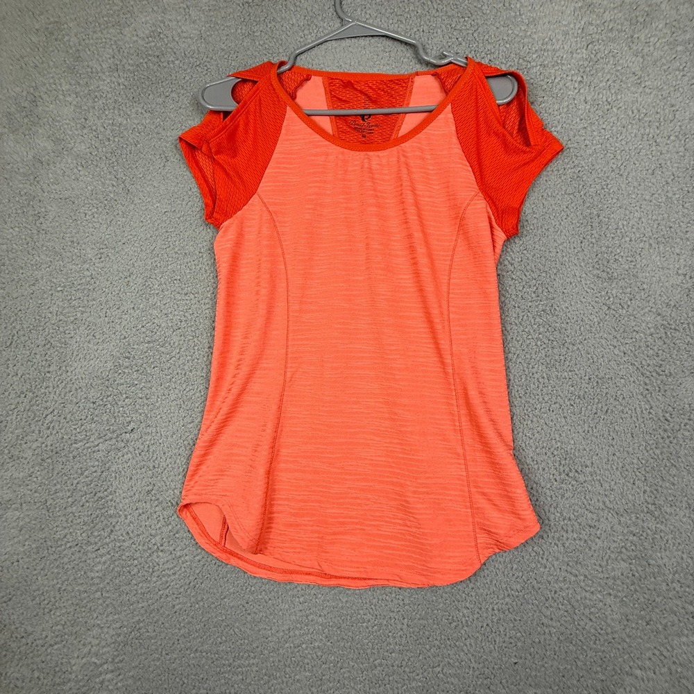 Pearl Izumi Womens Cycling Top Orange Cold Shoulder Athletic Shirt Medium M